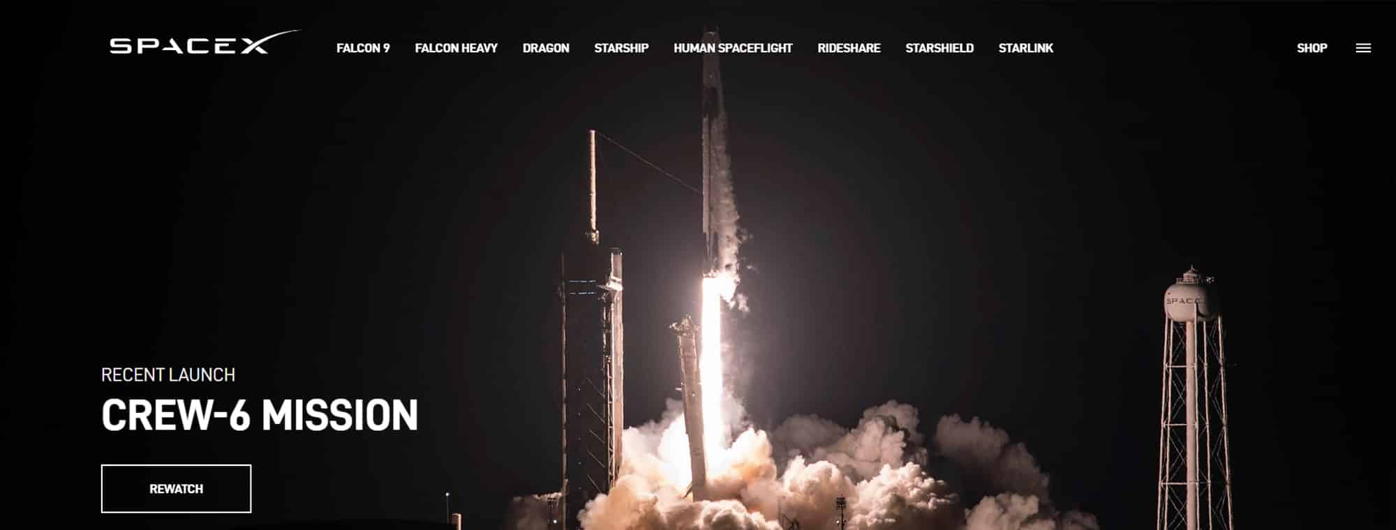 SpaceX as an example of a good website