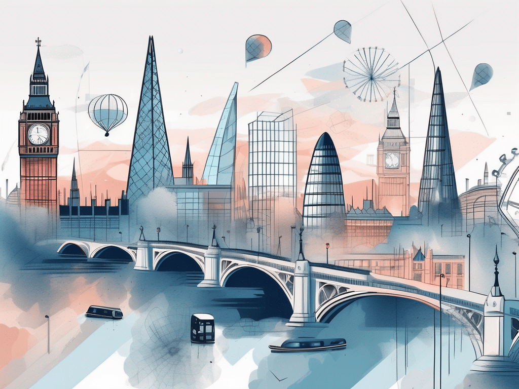 A modern cityscape of london featuring iconic landmarks