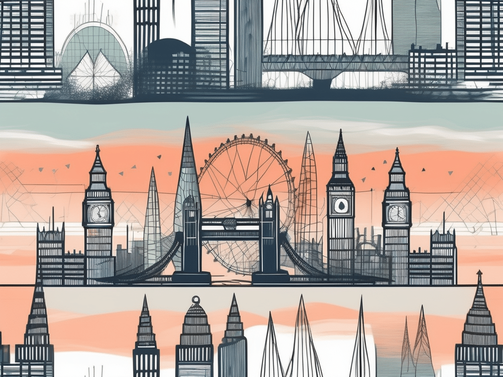 The london skyline with iconic landmarks